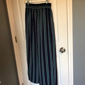 Navy blue stripe wide legged pants